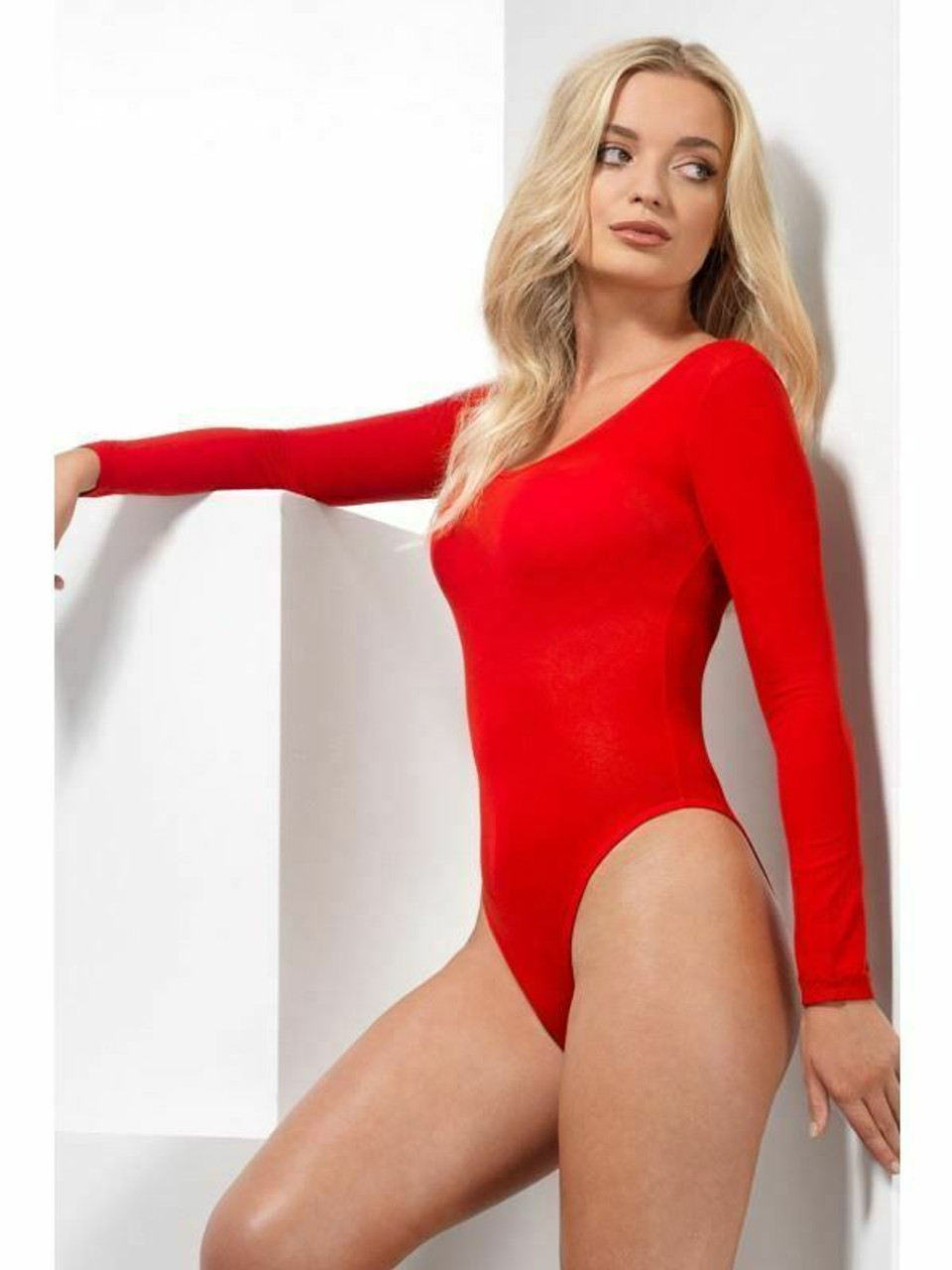 Adult Red Bodysuit Ladies Leotard Long ...